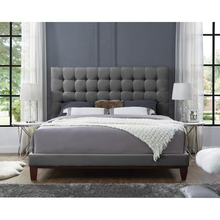 POSH LIVING Posh Living Blake Linen Button Tufted Platform Bed King Size - Grey BD24-03LGK-UE